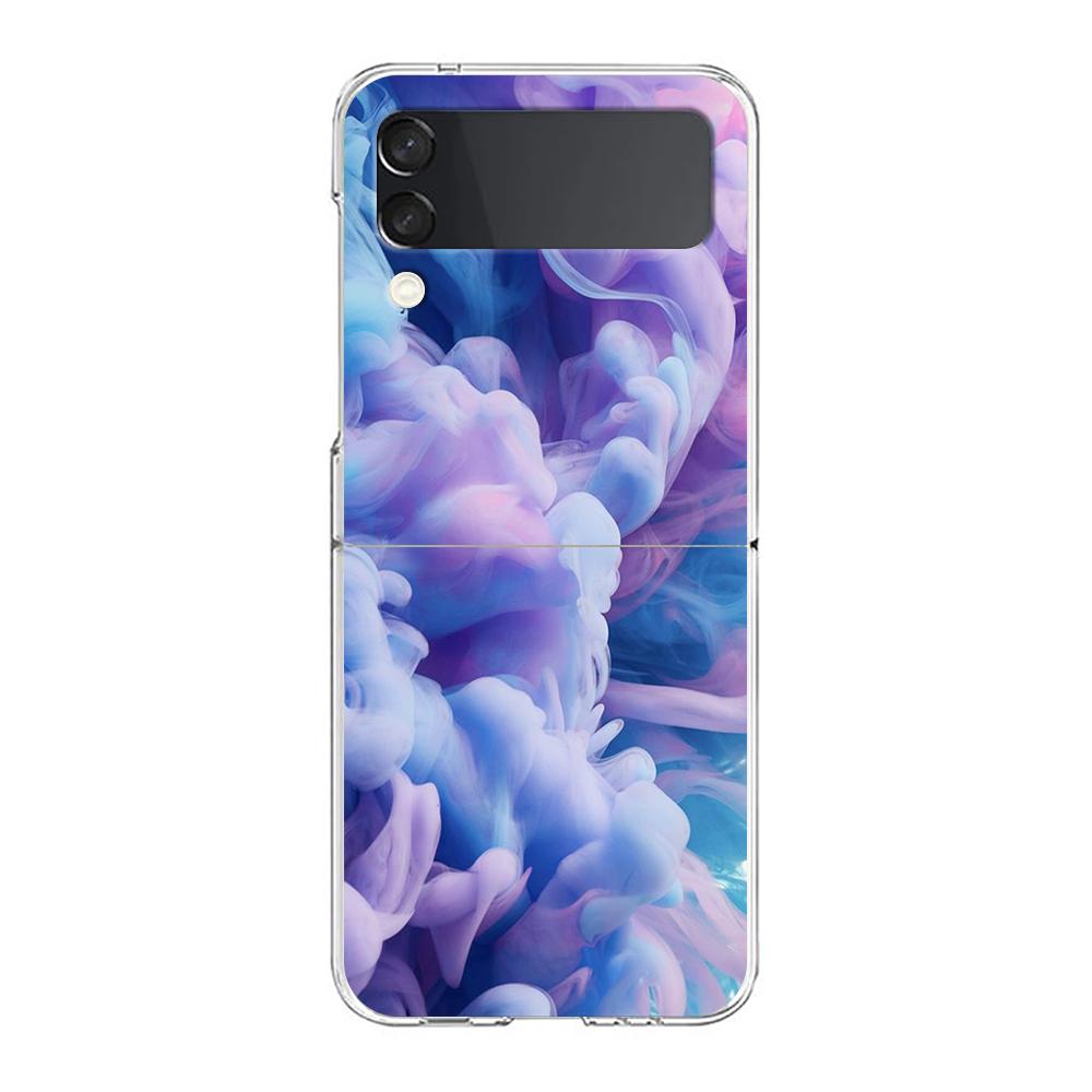 Floating Liquid candy mural Phone Case For Samsung Galaxy Z Flip 3 4 5 Hard Folding Clear PC For Samsung Z Flip 6 Back Cover