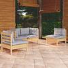 Vidaxl 4-Cz. Garden Lounge Set, Grey Cushions, Pine