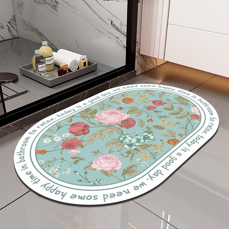 Quick-drying Mat Rose Bathroom Door Non-slip Anti-fouling Mat Bathroom Absorbent Quick-drying Carpet Toilet Mat