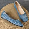 Women's Light Blue Slip-On Flats - Casual Square Toe Loafers with Ripped Detailing, Comfortable Rubber Sole Lightweight  Breathable Fabric for All-Day