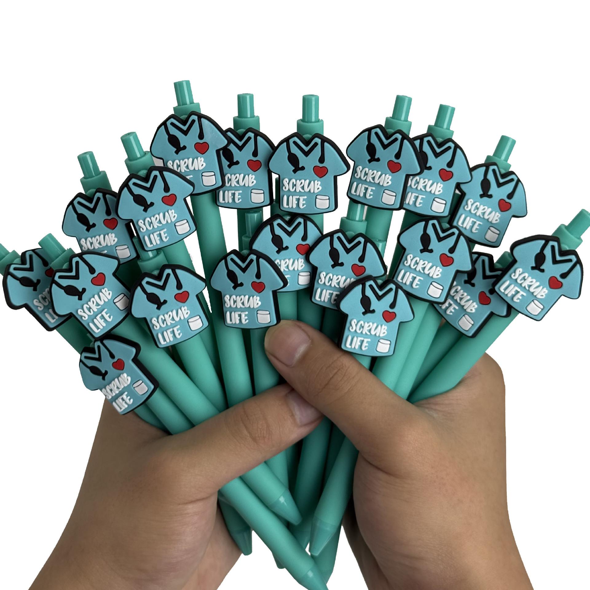 

10-Pack Medical Pen Set - Nurse-Specific Pens with Heart & Stethoscope Designs, Ergonomic Grip, Retractable Ballpoint, Smooth Tip, Black Ink Random style 10Pcs