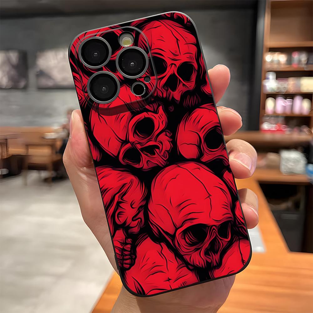 Skull Horror Patterns Phone Case For IPhone 17 Pro Max 15 Pro 16 14 Plus 12 13 Mini 11 Pro Shockproof Soft Cover