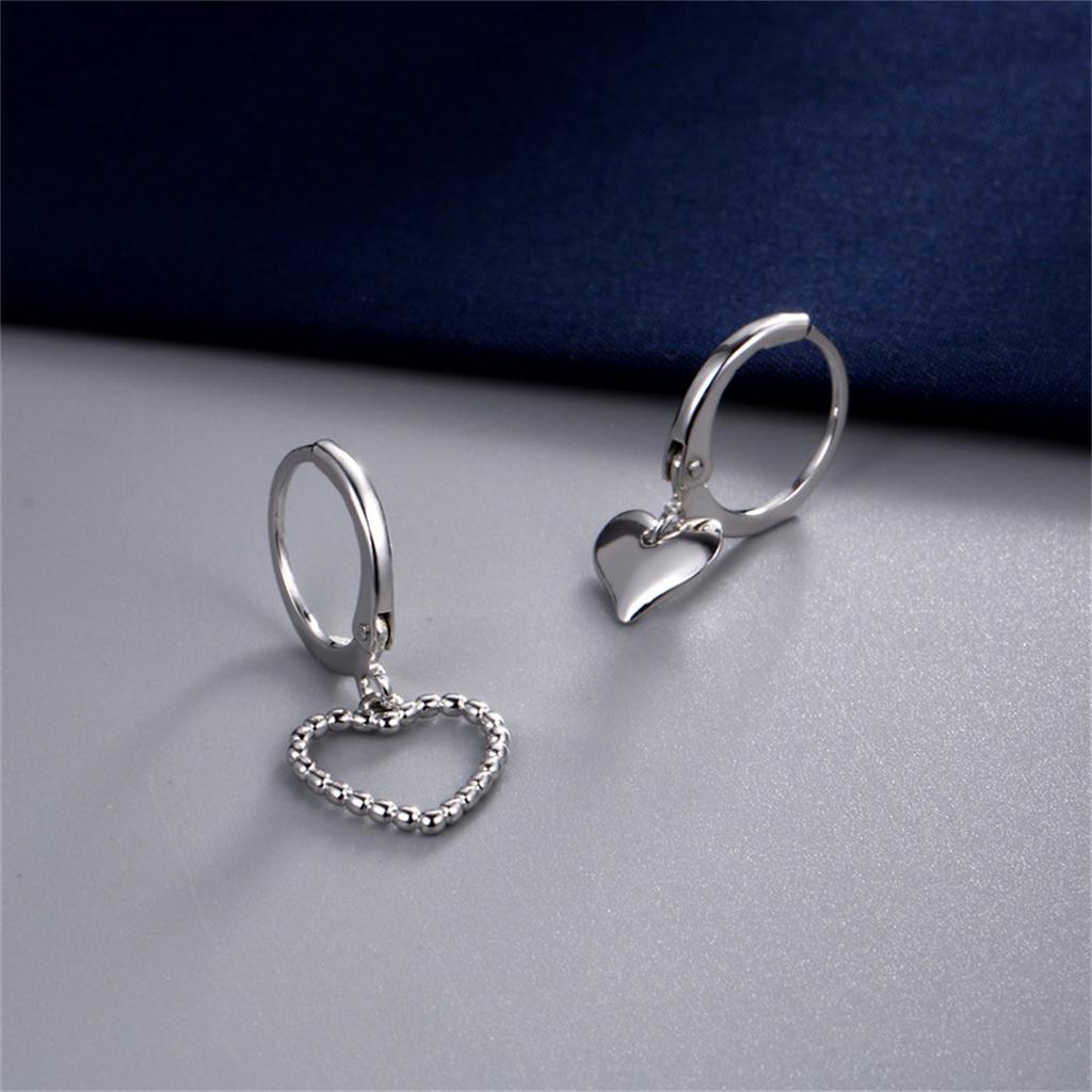 Korean Asymmetric Hollow Black Heart Dangle Earrings For Women Temperament Exaggerated Love Heart Drop Earrings Wedding Jewelry