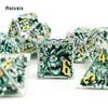 7 Pcs Silver Green Octopus Metal Dice Hollow Metal Polyhedral Dice Set Suitable for Role-Playing RPG  Board Game Card Game