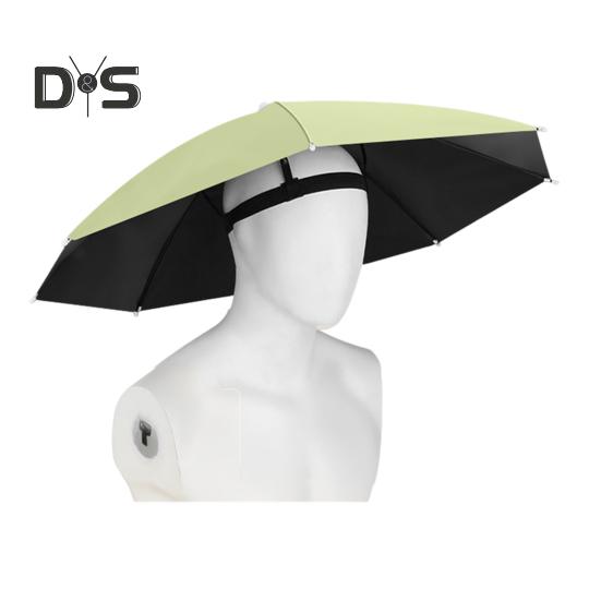 69CM UV Protection Umbrella Hat Hands-Free Sun Blocking Umbrella Hat with Elastic Headband Waterproof Kids Adults Outdoor Fishing Folding Umbrella