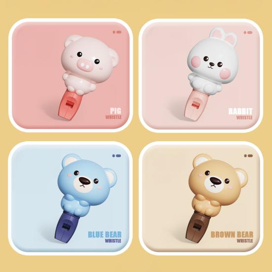 Kids Cartoon Animal Whistle Toy with Lanyard Toddlers Boys Girls Educational Rabbit Pig Bear Whistle Sound Maker Musical Instrument Toy