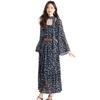 Zhu Zhu Style French Retro Floral Chiffon Dress - Autumn Slim Fit Long-Sleeve Maxi