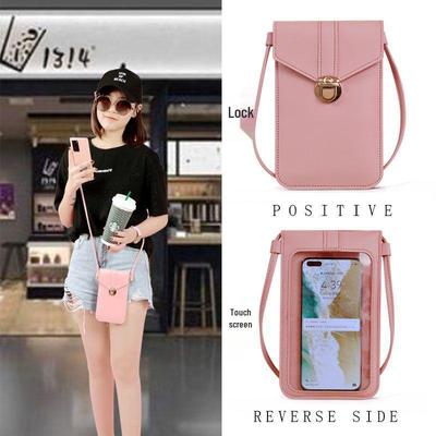Dámská stylová mini crossbody taška na telefon s průhledným dotykovým displejem