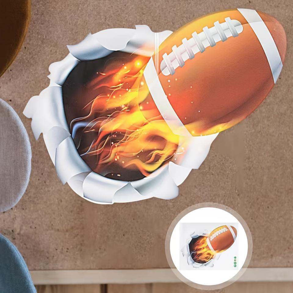 2Pcs Removable Super Bowl Wall Stickers - 3D Rugby Sport Decor for Bedroom/Living Room/Porch - Self-Adhesive Wall Decals