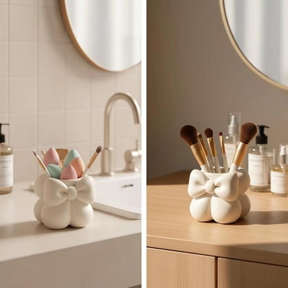 Multi-function Bow Pen Holder 3D Printed Makeup Brush Storage Case Cute Storage Box Desktop