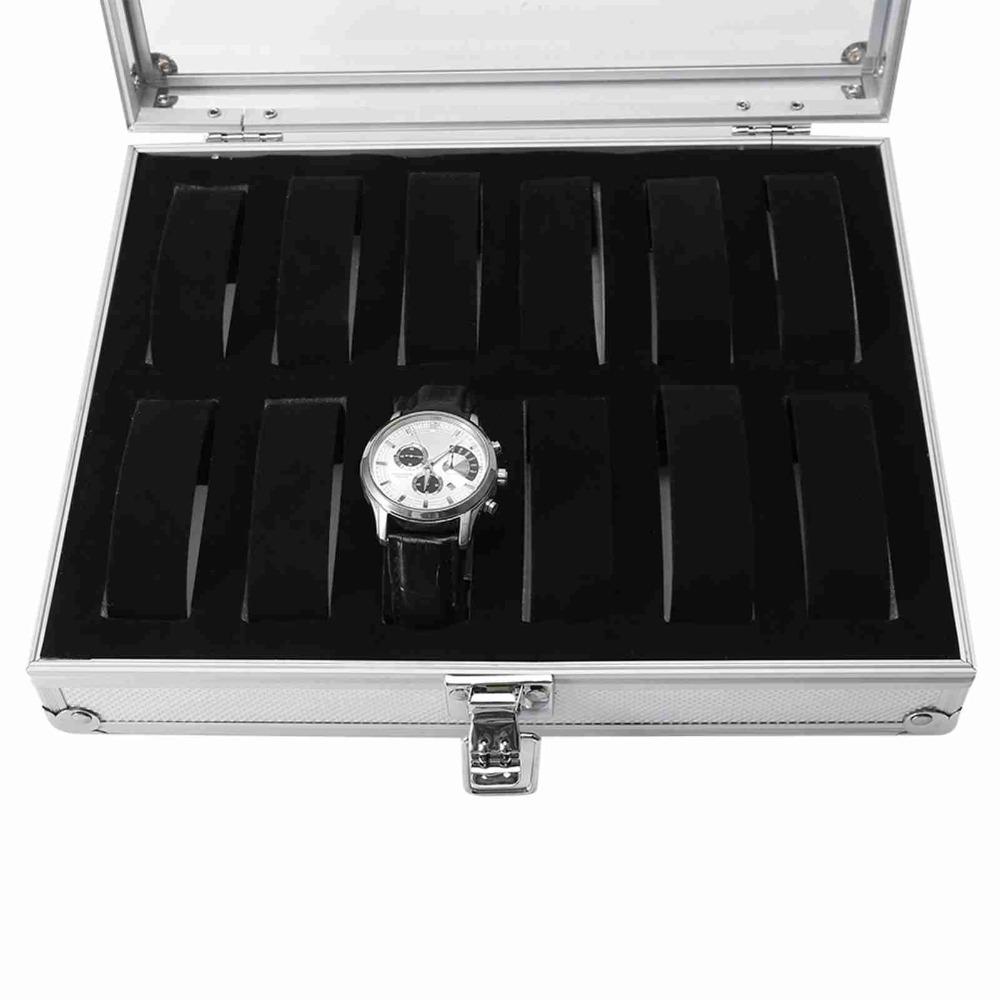 12 Grid Slots Watch Storage Box Aluminum Jewelry Display Box Watch Case Jewelry Storage