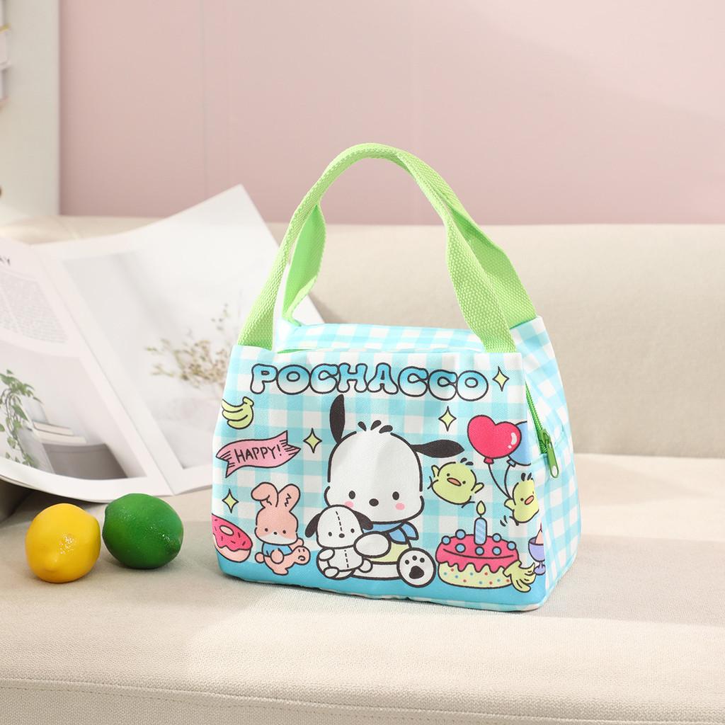 Kids Cartoon Kuromi Melody Print Lunch Bag Insulated Canvas For School And Daily Use