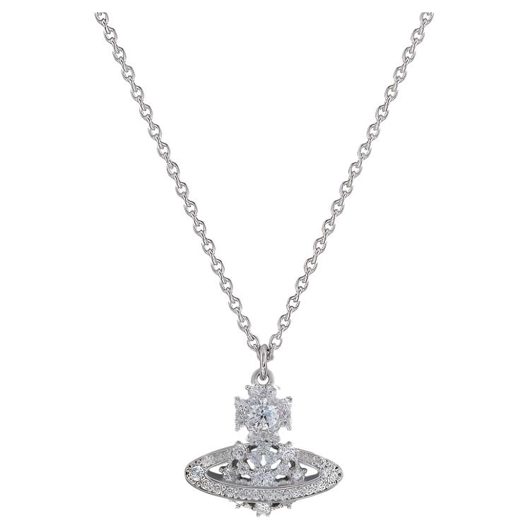 

Vivienne Westwood Narcissa Crystal Saturn Pendant 925 Silver Necklace Women necklace 6302038B01P102P102 Box