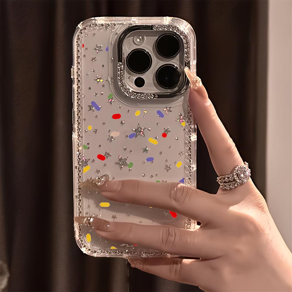 Color polka dot diamond phone case suitable for iPhone 17 16 15 14 13 12 11 Pro/Max/Plus anti drop and shockproof back cover