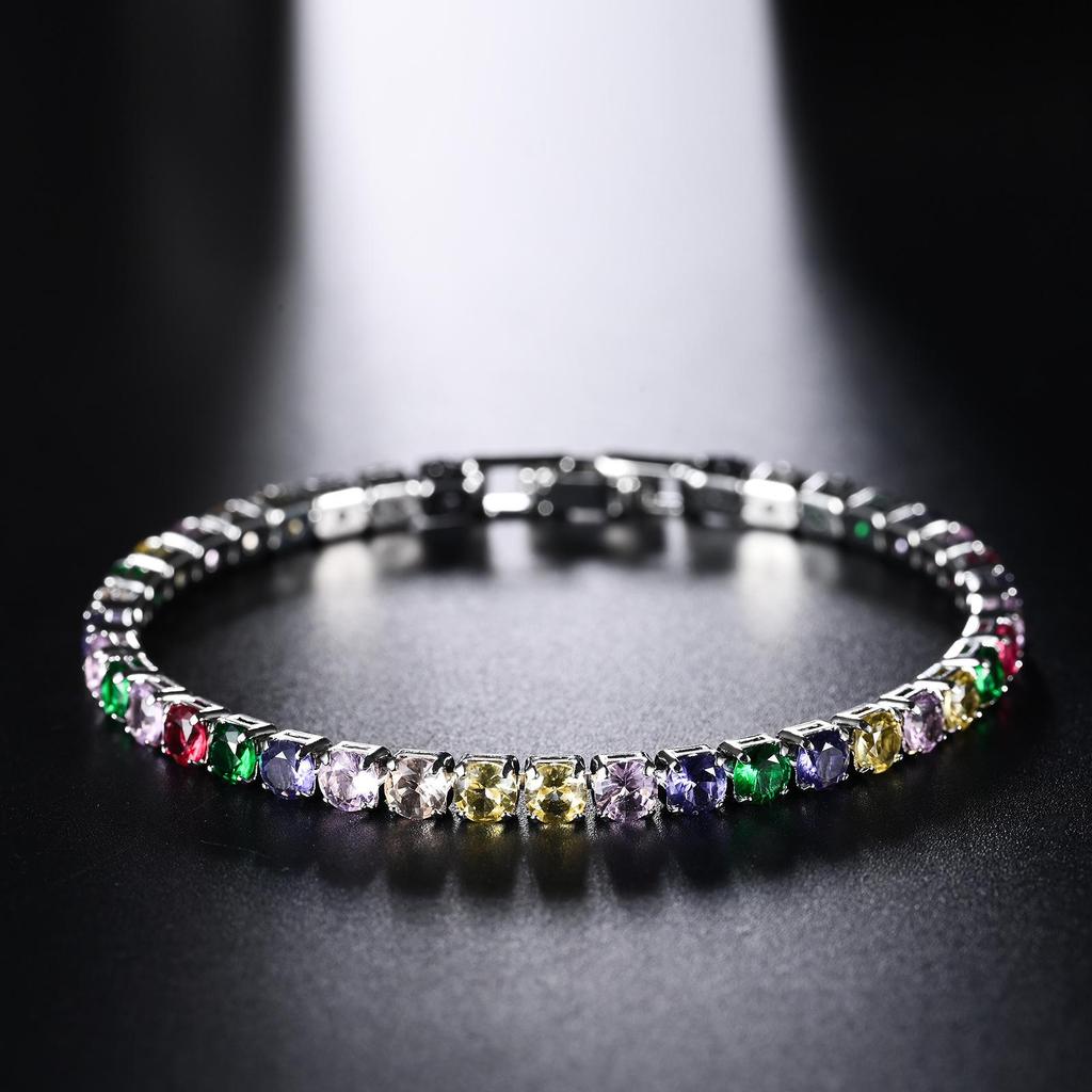 4.0 Zircon Full Diamond Tennis Bracelet - High-End Luxury Jewelry, Colorful & Elegant Design