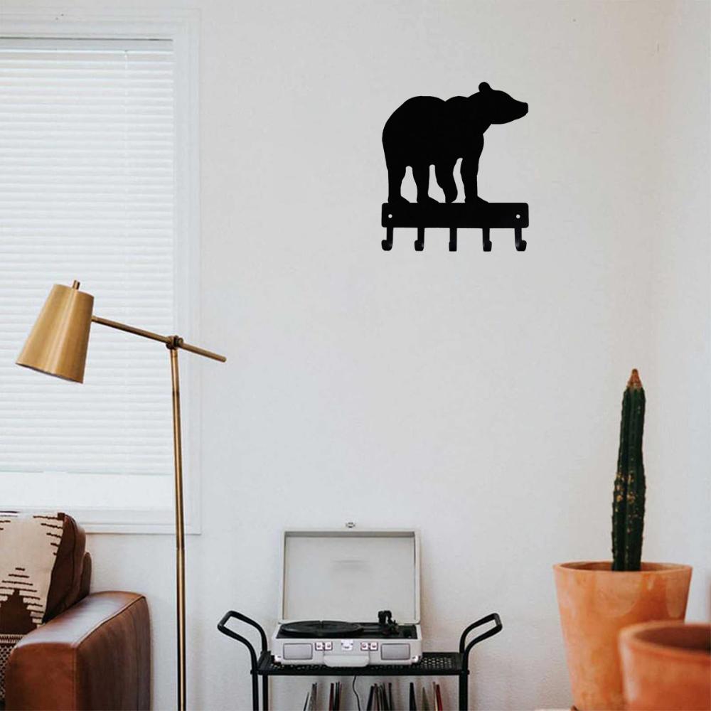 Bear #01 Key Rack Hanger - 6 Inch Wide Metal Wall Art Metal Wall Art Bear Key Hanger Six Inch One