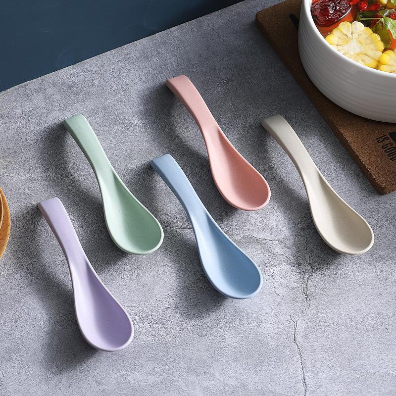 1pcs Stirring Spoon Household Wheat Straw Plastic Color Spoon Household Soup Spoons Cooking Utensils Kitchen Accessories