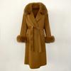 Woman Trend 2024 Autumn Winter 100% Double-sided Wool Coat Ladies Real Fox Fur Collar Detachable Long Coat