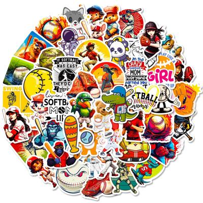 50 Stickers for Baseball Softball Sports Stickers for New Products, Independent DIY, Can Be Repeatedly Pasted with Waterproof Gum Stickers