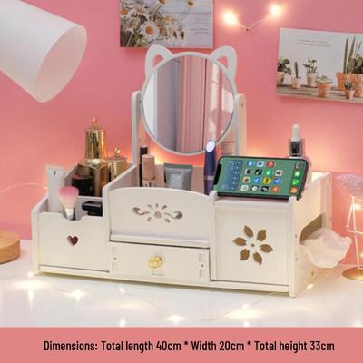 Miflame Desktop Storage Box with Double-Sided Mirror