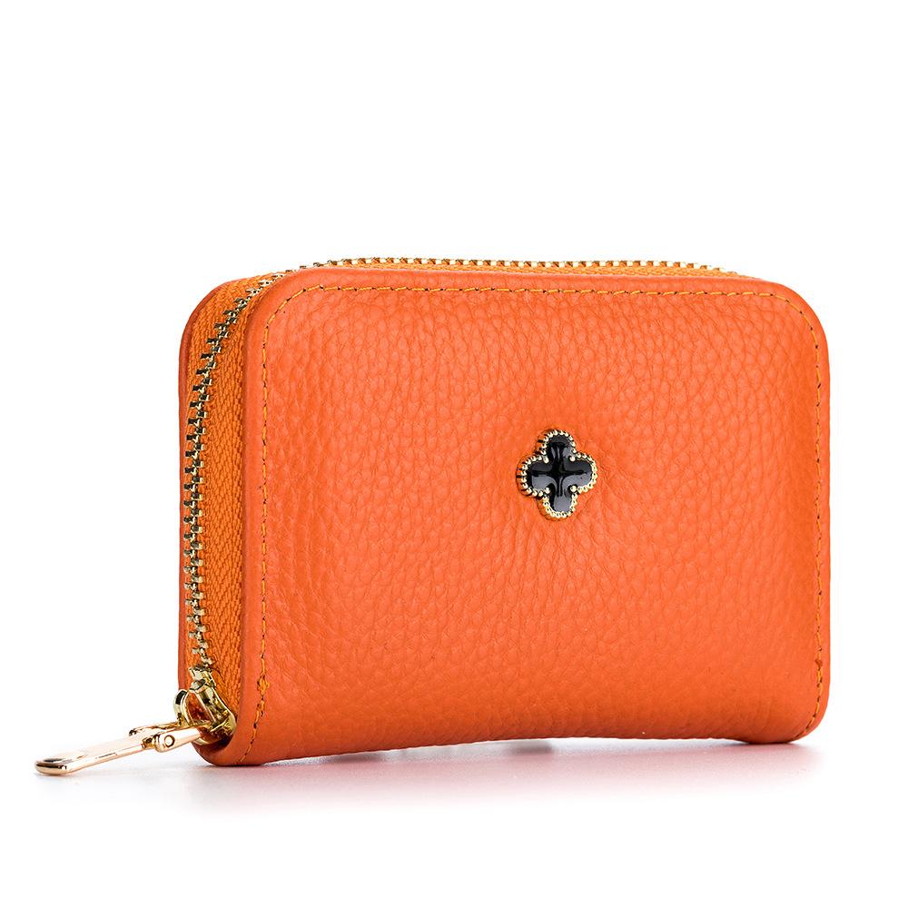 

Первый слой коровьей кожи, женская сумка для органов, обложка для карт маленькая и милая, и новый корейский высококачественный кошелек для мелочи продается оптом. оранжевый