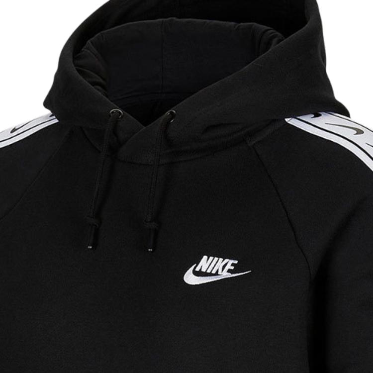 Nike Sportswear Contrast Logo Print Hoodie Pullover Long Sleeve Sweatshirt Women Tops Black CU9262-010