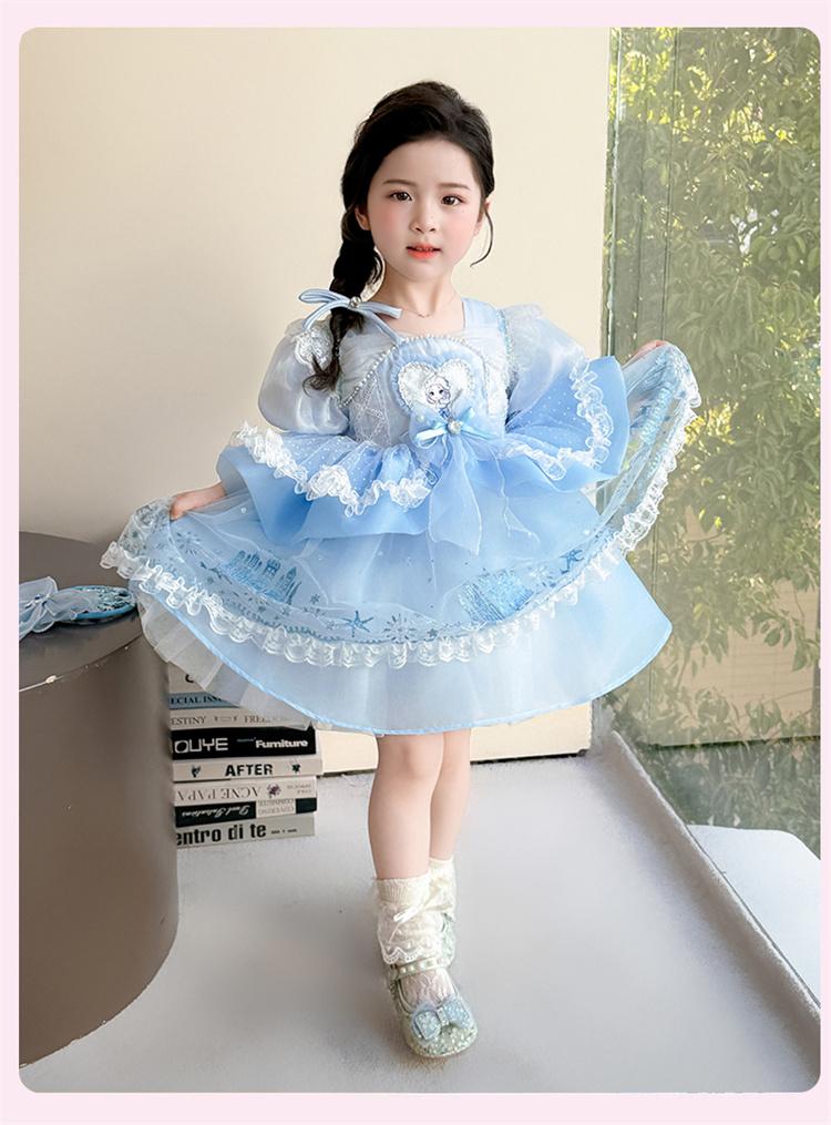 Girls' Summer Dress 2026 New Style Baby Girl Elegant and Beautiful Elsa Princess Dress Children's Summer Dress Dress
