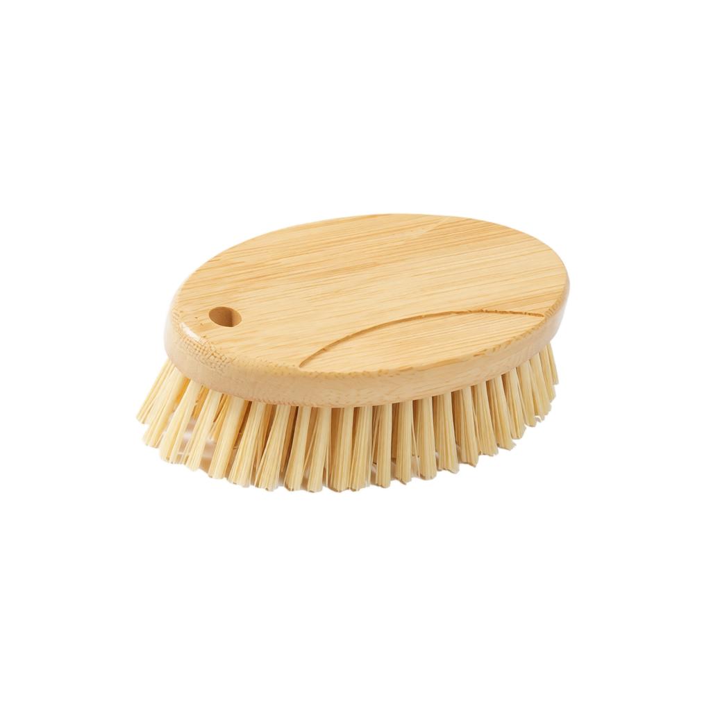 Oval Bamboo Clothes Brush with Stiff Bristles for Cleaning Garments and Fabric Surfaces Durable Natural Material Handheld Design