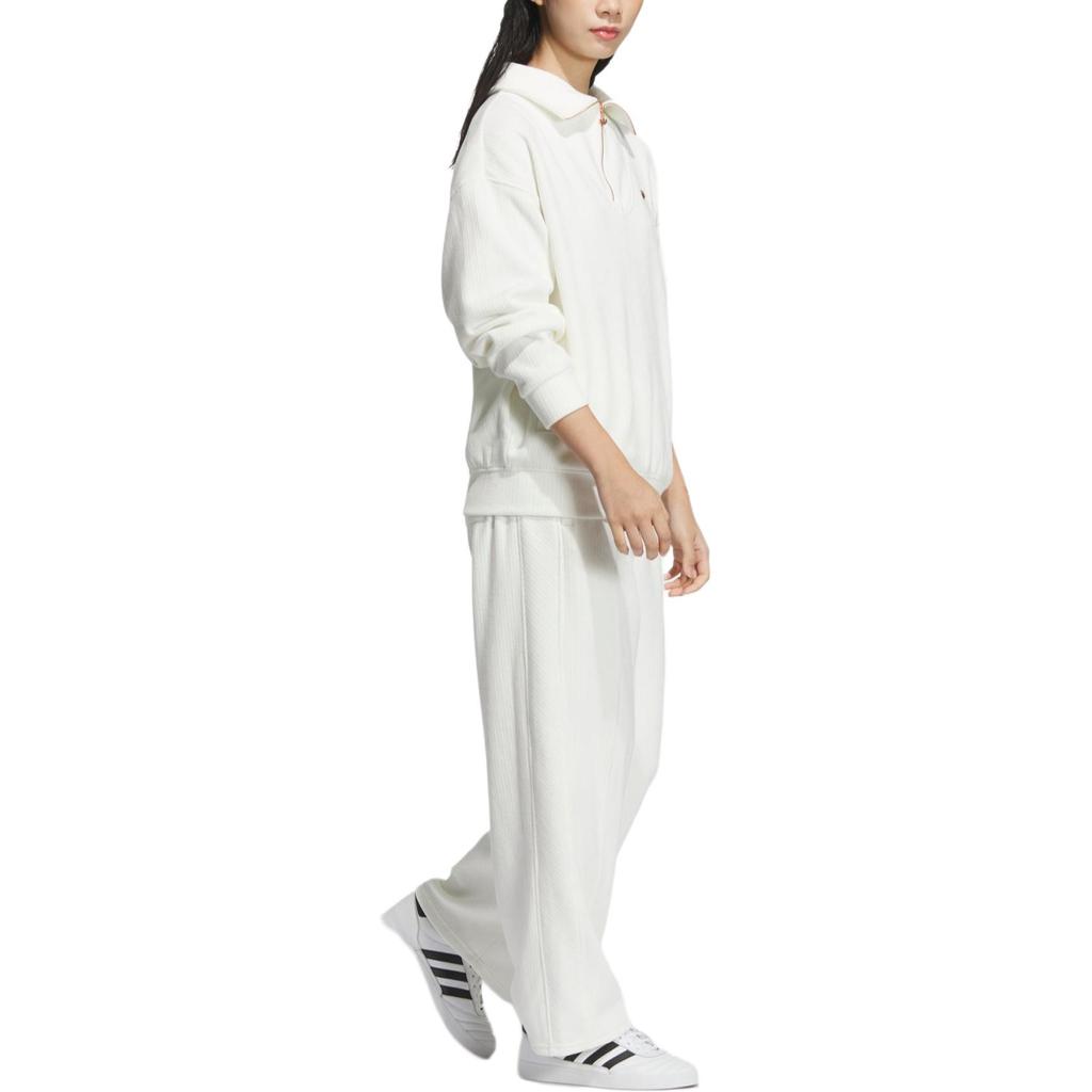 adidas Originals Loose Cozy Pant Comfortable Casual Versatile Knitted Sports Pants Women Bottoms Han-Jade-White JM8062