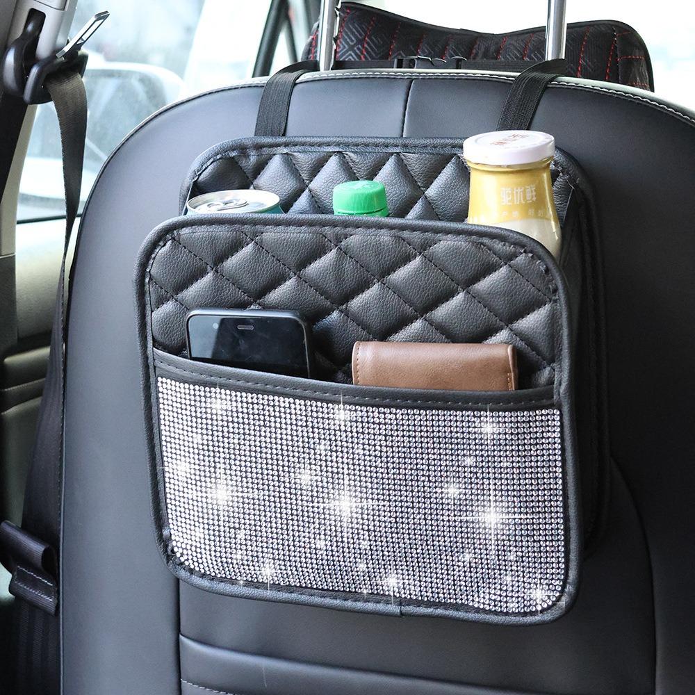 Car Seat Back Hanging Storage Bag For Holding Sunglasses Phones,Tissue,Water Cup,Sundries Tidying Pocket Portable Organizer Case