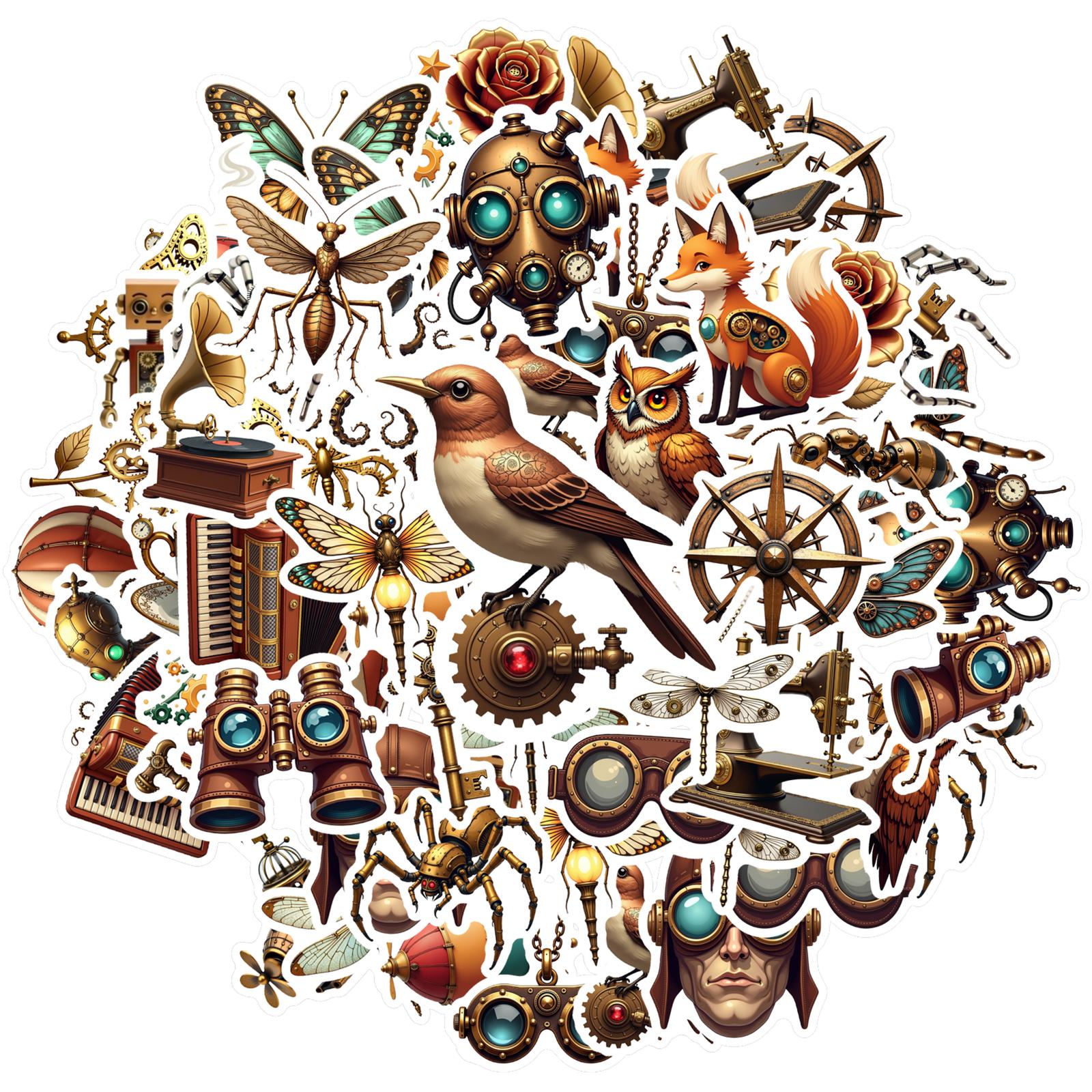 35pcs-100pcs Steampunk Mechanical Stickers Vintage Steampunk Steampunk Decals Stickers For DIY Phone Laptop Scrapbook