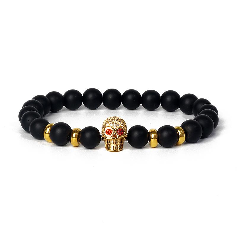 Fashion Crown Skull Punk Bracelets Men Wolf Head Zircon Tiger Eye Bracelets for Women Energy Nature Stone Soul Jewelry Pulsera