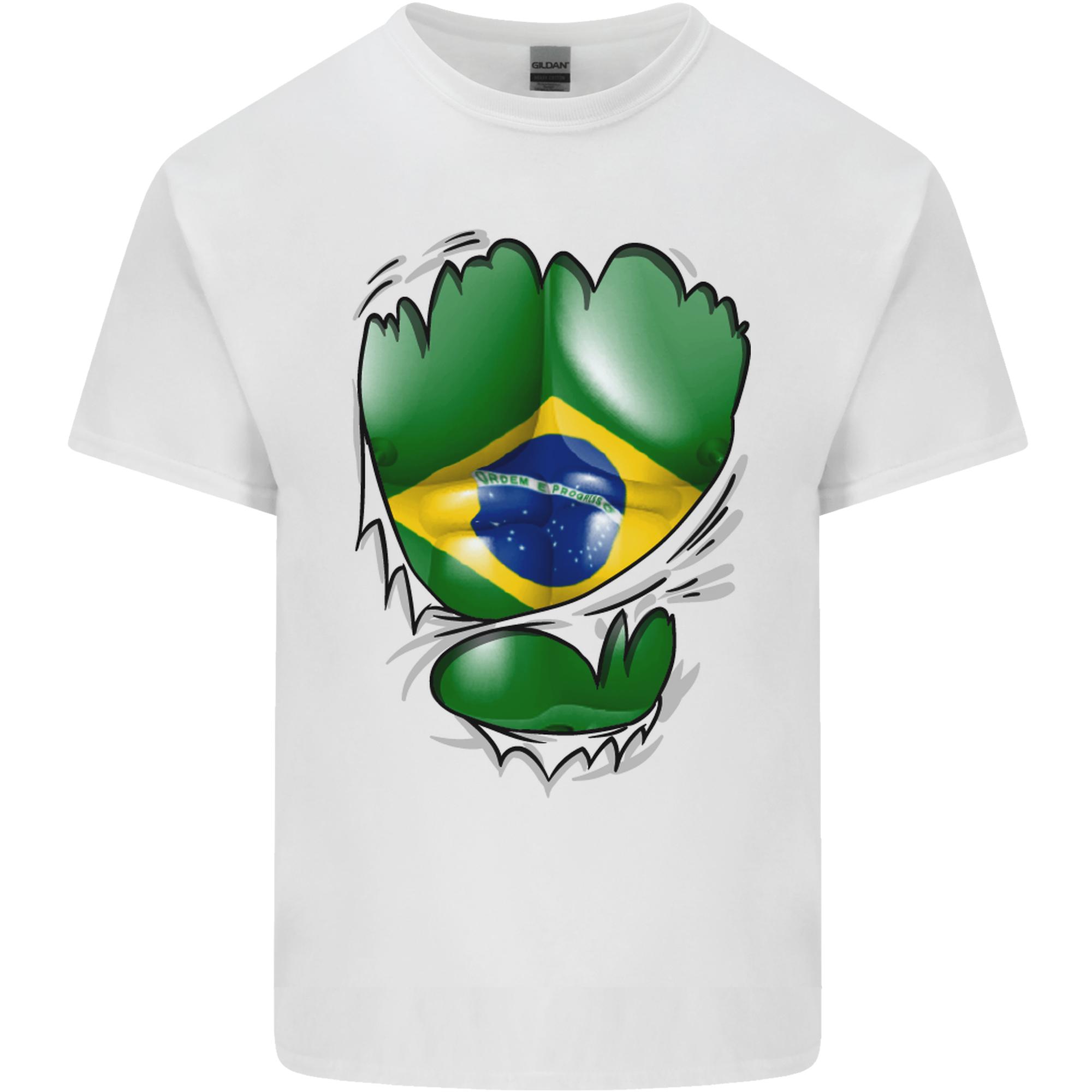 Gym Brazilian Flag Ripped Muscles Brazil Unisexs Light Cotton TShirt S