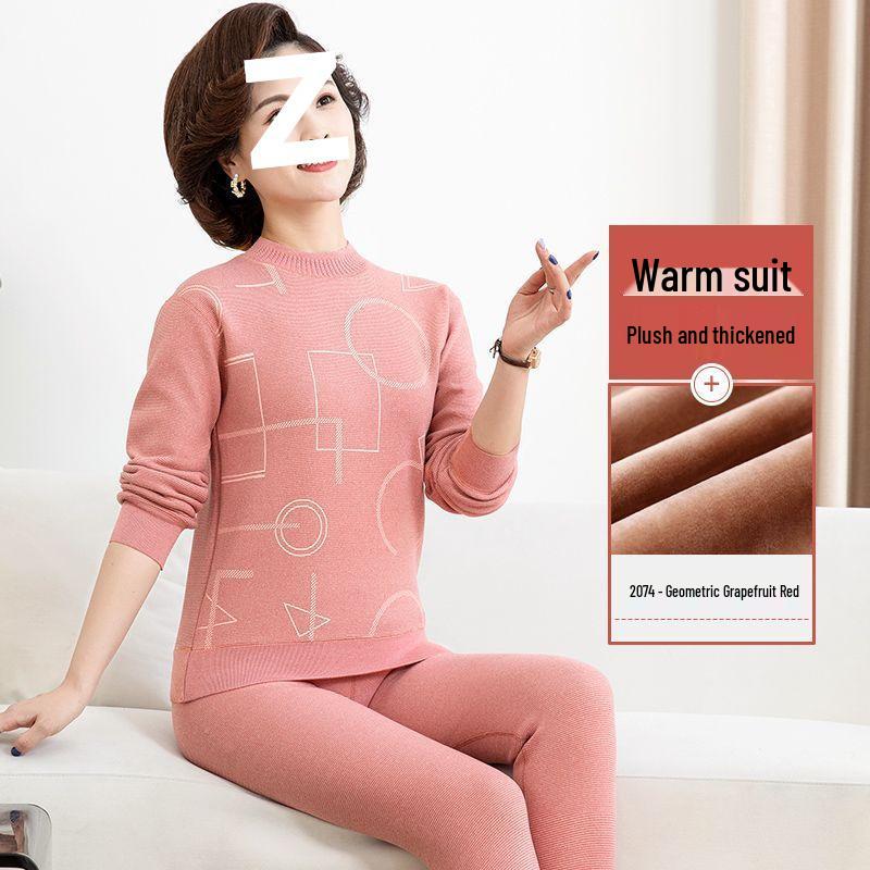 Women's Warm Fleece Set for Mid-Aged and Elderly: Cozy Winter Underwear for Mothers and Grandmothers
