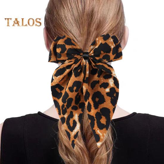 Damska spinka do włosów kokarda dekor lampartowy nadruk satynowa wstążka kokarda spinka do włosów duża kokarda klips akcesoria do włosów