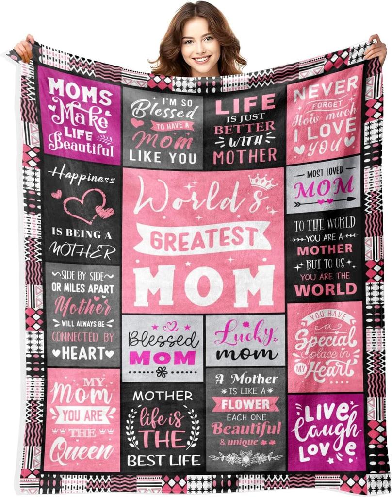 Gifts from Daughter Son for Mother's Day Birthday Mom Gifts Anniversary Unique Gifts for Mom Super Soft Flannel Throw Blankets