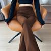 Elegant High-waisted Micro-flared Pants for Autumn Wear New Stretch Elasticated Waist Suit Pants Slim Slit Casual Trousers