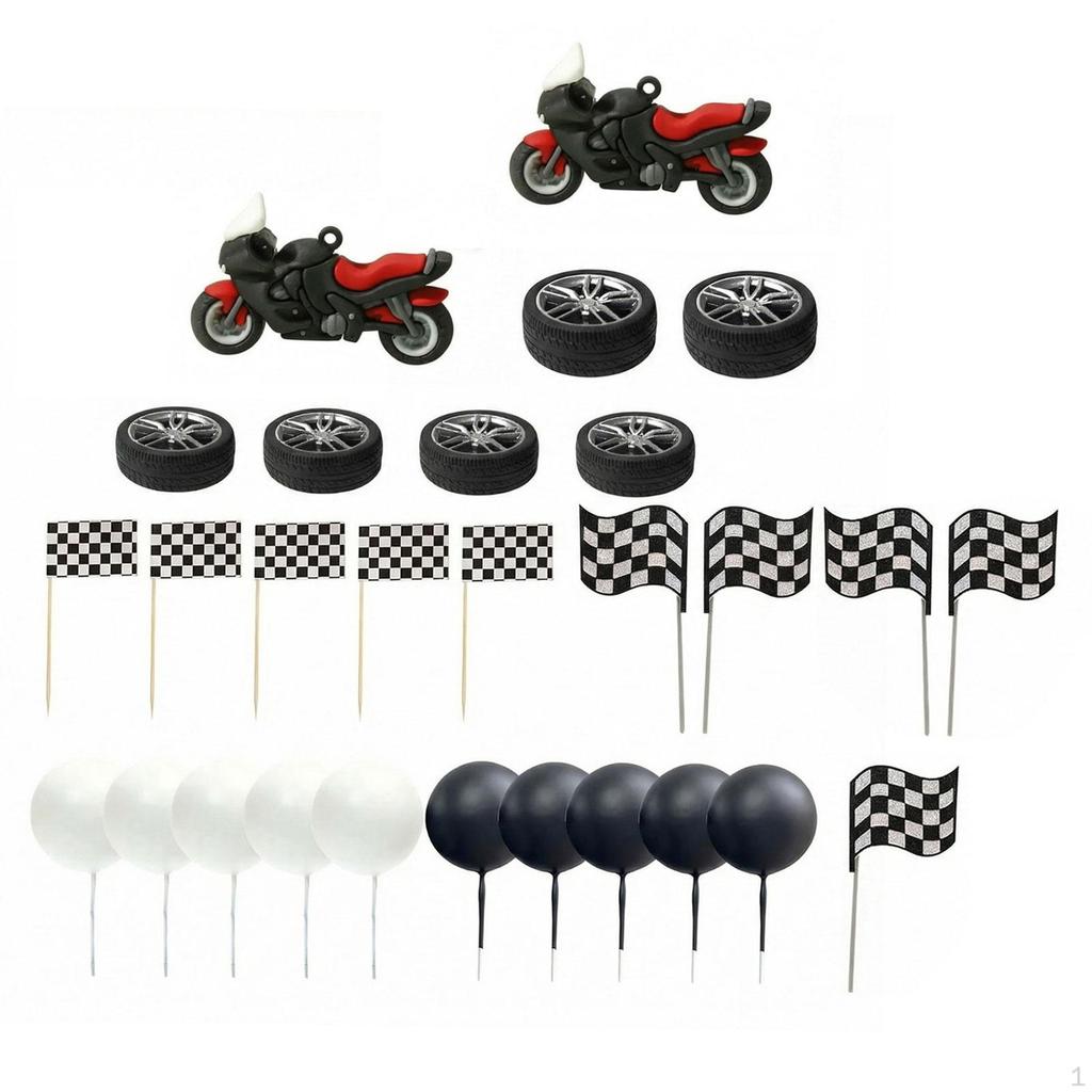 28Pcs Motorbike Cake Toppers Little for Crafts Projects Birthday Anniversary