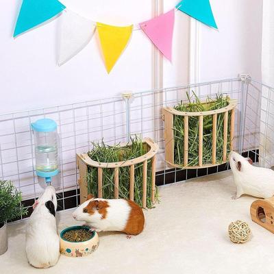 Kaninchen Heufutterspender Gestell Holz Kleintiere Gras Spender Meerschweinchen Futterhalter für Hamster Chinchilla Eichhörnchen