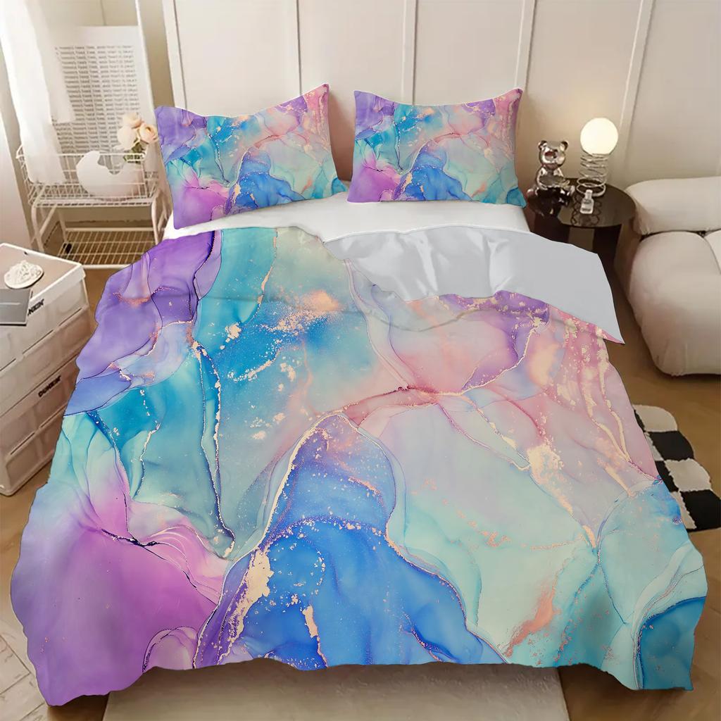 Colorful Painting 3D Printed Quilt Cover Set Luxury Home Textiles Soft Duvet Cover Pillowcases Modern Art Style Bedding Set