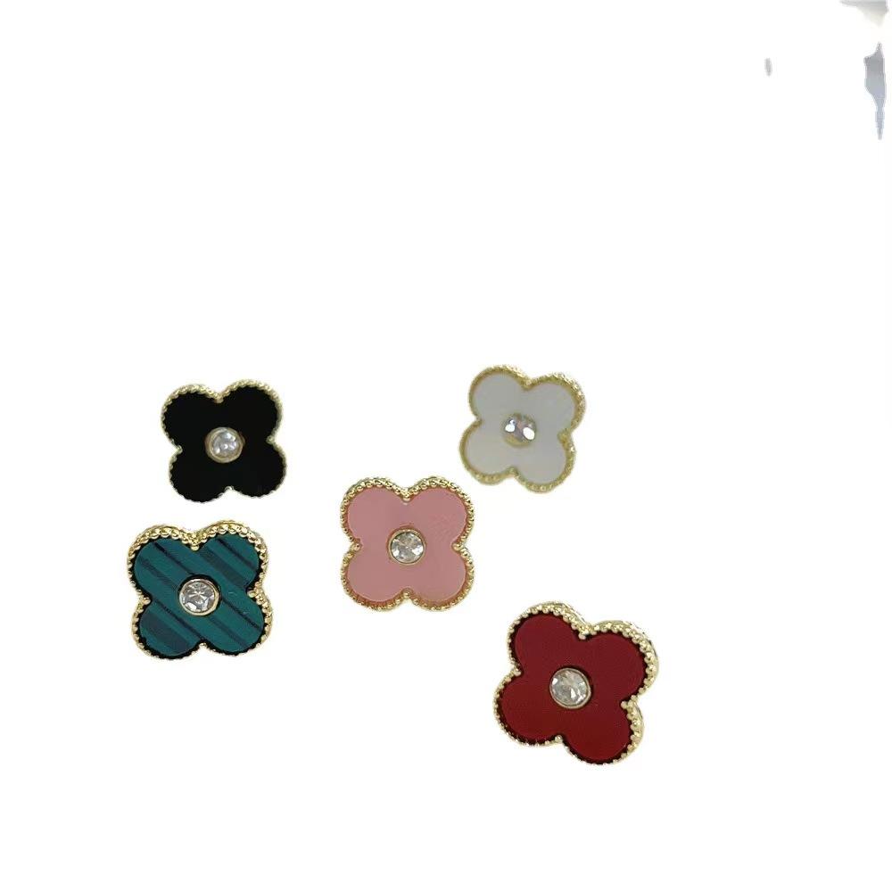 Senso Sênior de Trevo de Quatro Folhas Colorido com Brincos de Diamante Temperamento de Moda Requintada Flores Brincos Femininos