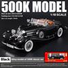 1/18 Benz Samochód Retro 500K Stopowy Model Samochodu, Symulowany Dźwięk i Światło Samochód Zabytkowy Zabawki dla Dzieci, Prezent dla Chłopców Kolekcja Ozdoby