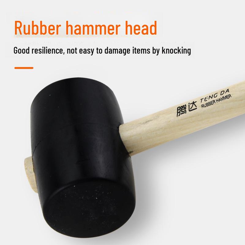 Tengda Solid Wood Handle Rubber Hammer for Tile Installation and Decoration