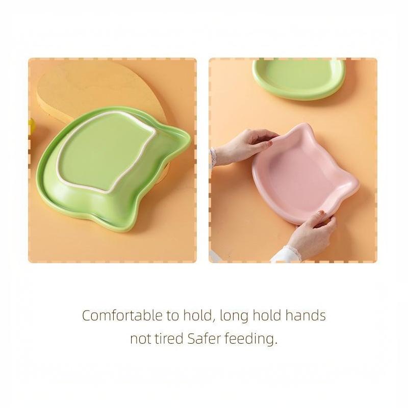 Cute Pastel Cat Shaped Pet Bowl 1PCS Non Slip Food Safe Material Feeding Dish for Household Cats Kittens