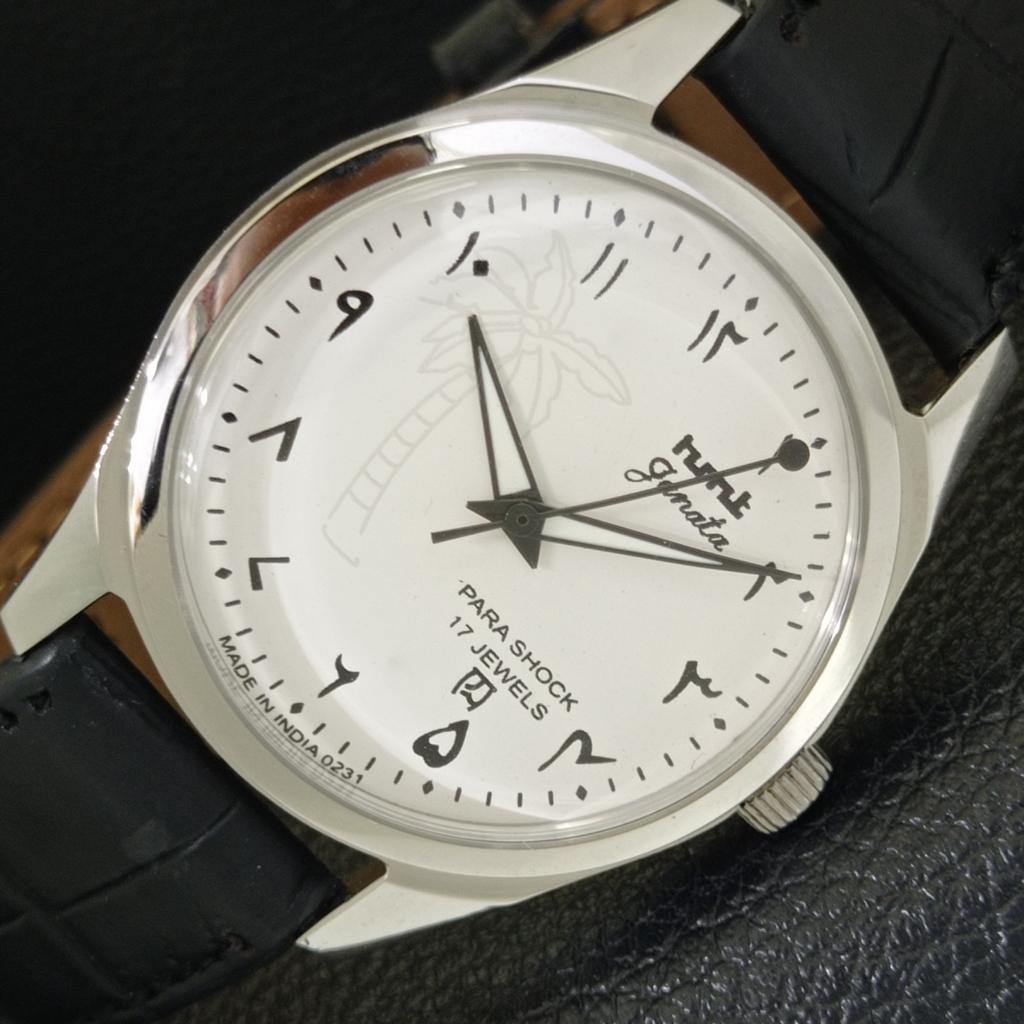 VINTAGE HMT JANATA HAND-WINDING INDIAN MENS ARABIC WHITE DIAL WATCH a440934-4 HT-a440934