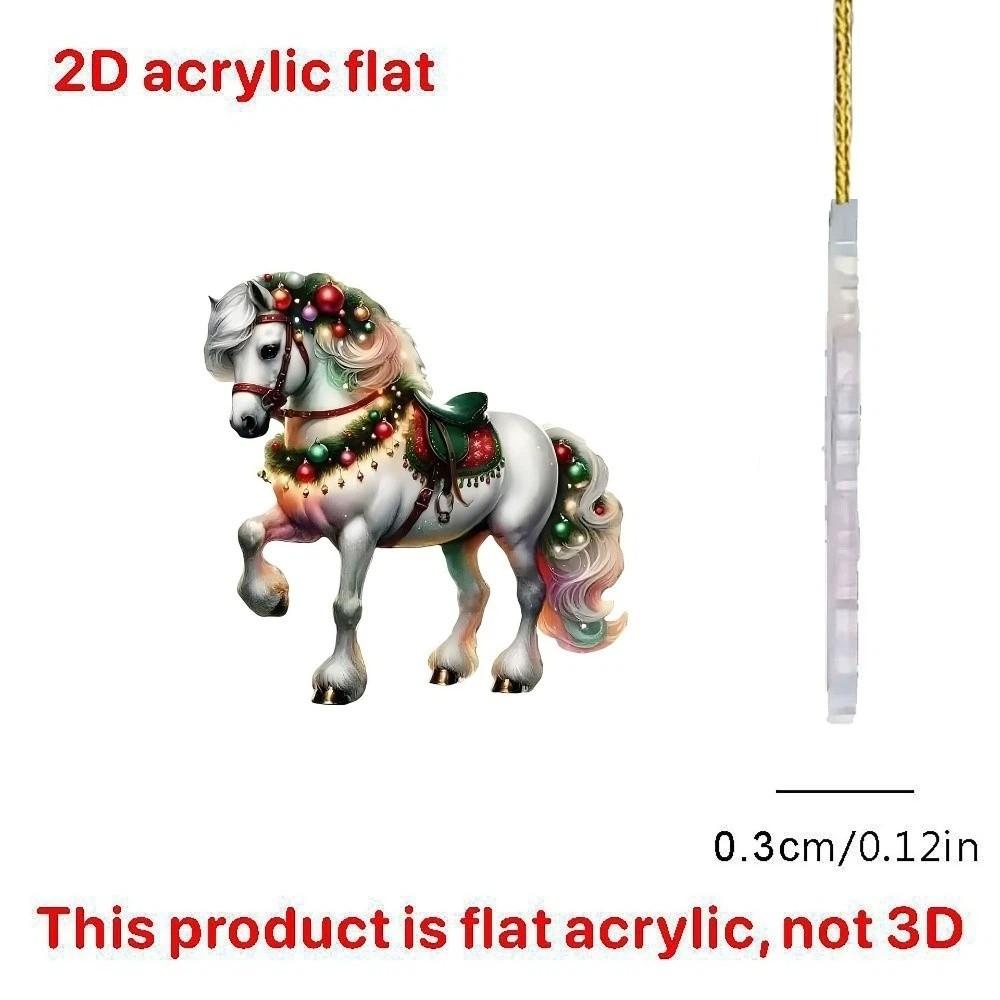 2D Flat Christmas Hanging Pendant Acrylic DIY Accessories Car Horse Pendant Multi-scene Xmas Tree Hanging Ornament Navidad Decor