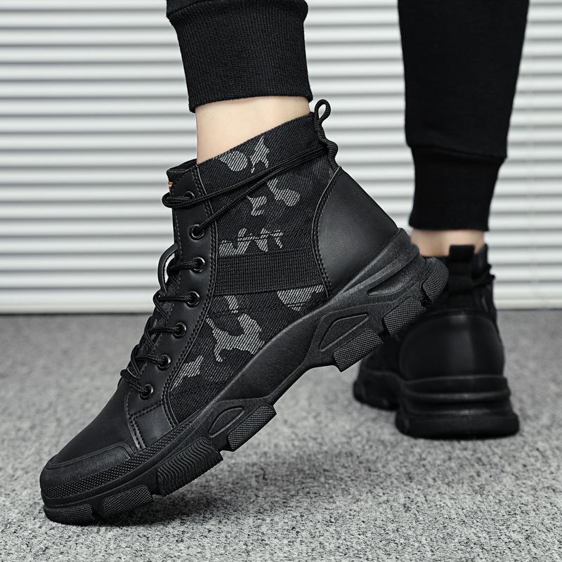 Fashion Canvas Men Boots Lace Up Male Canvas Shoe Platform Ankle Botas Cowboy Motorcycle Boots Fashion  Desert  Botines 2024