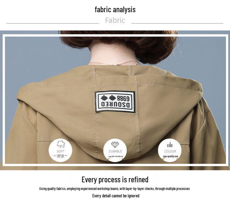 Plus Size Women's Hooded Windbreaker: Stylish, Breathable, Single-Layer Jacket for Mid-Autumn and Spring