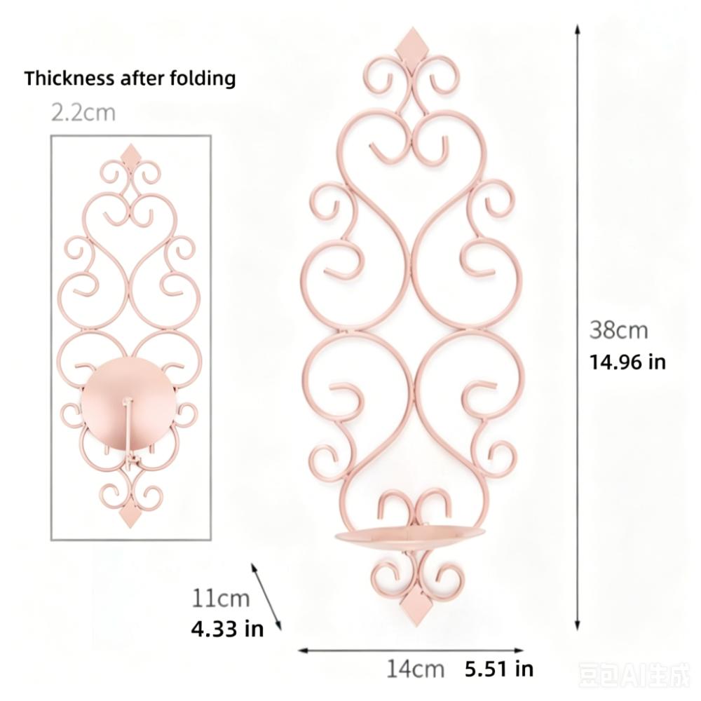 Golden Gold Tone Candlestick Iron Wall Candle Decor Home Candle Decor Portable Candlestick  Wedding