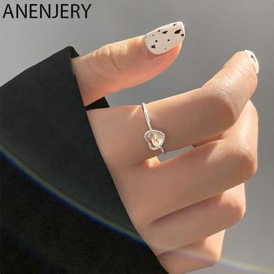 Hjerte Krystall åpningsring kvinnelige gifteringer for kvinner Luksus smykker gave